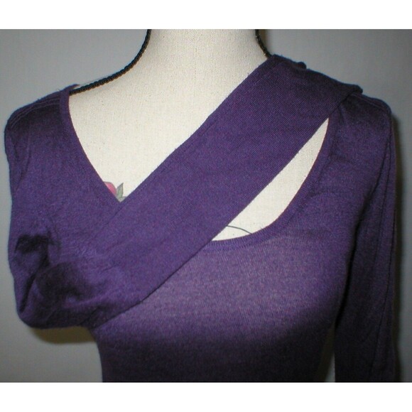 NWT $148 6 New French Connection Dress Dark Purple Womens Sexy Long Sleeves Knit - Picture 3 of 6